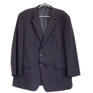 RALPH LAUREN Mens Blazer Sport Coat Jacket 46R Wool Navy Blue  Pin Stripe Two Bu